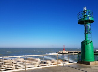 Lighthouse on the Baltic Sea coast in Kolobrzeg, Poland