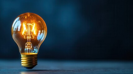 A single glowing lightbulb on a plain background, concept of innovation and creative motivation