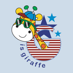 letter G is giraffe design cartoon vector illustration