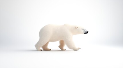 Fototapeta premium A polar bear walking gracefully on a minimalist background.
