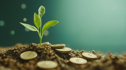 Growth, Investment, Seedling, Coins, Soil