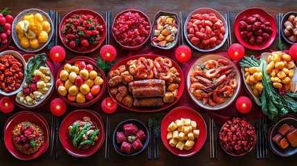 Fototapeta premium Lavish Chinese New Year feast.