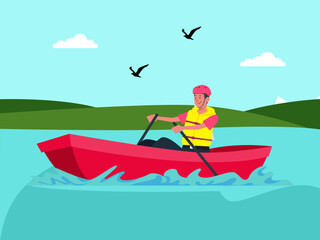 Rowing Boat Concept Illustration Stylish and Beautiful © designing ocean