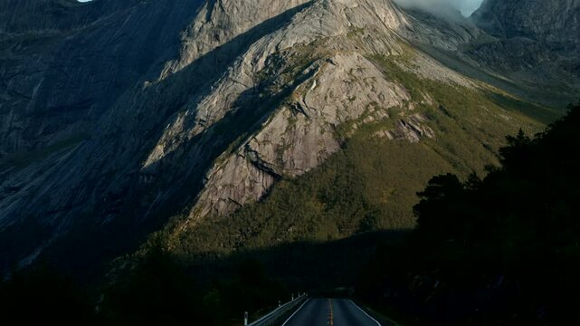 Stetind - A National Mountain Of Norway In Summer. - tilt up shot