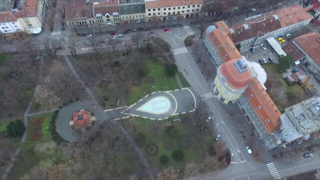 Senta, Small Town in North Part of Serbia. Drone Shot