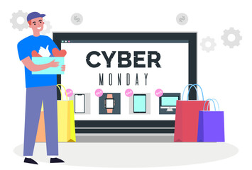 Cyber Monday Concept Illustration Stylish and Beautiful
