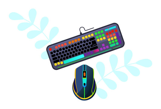 Gaming Keyboard And Mouse Concept Illustration Stylish and Beautiful