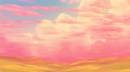 Obraz premium Pink and gold cloudscape over rolling hills