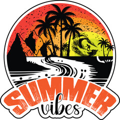 Summer Vibes T shirt design, vector, apparel, template, eps 10, typography t shirt, vintage