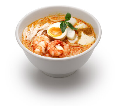 Laksa lemak is a noodle dish from Malaysia and Singapore.
A creamy spicy soup made with a coconut milk base. Common ingredients include shrimp, tofu, boiled eggs, and laksa leaf.&nbsp;