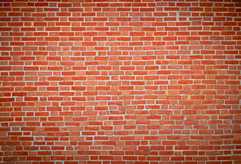Old red brick wall vintage texture for wallpaper design. Grunge stonewall background for text or image. brick wall of red color, wide panorama of masonry.