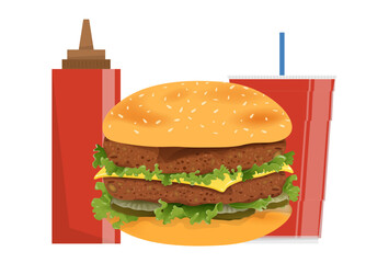 Cheese Burger Concept Illustration Stylish and Beautiful