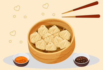Dumplings Concept Illustration Stylish and Beautiful