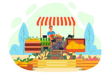 Fototapeta premium Farmer's Market Concept Illustration Stylish and Beautiful