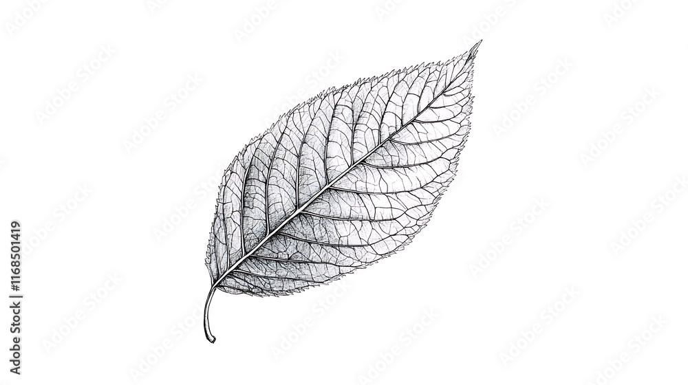 Poster delicate sketch of a leaf's intricate veins.