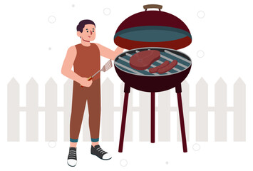 Grill Concept Illustration Stylish and Beautiful