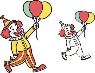 Vector illustration of Cartoon funny clown Circus. Clown with balloons vector clip-art