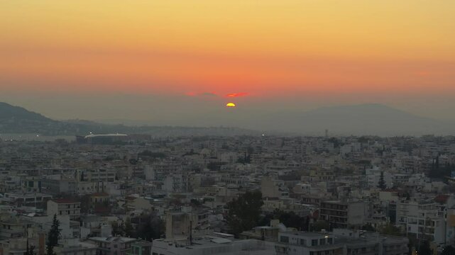 Inspirational shot - urban sunset over Marousi, Athens, Greece