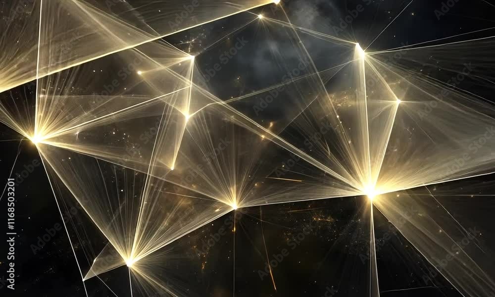 Aufkleber golden constellation network abstract art: a celestial web of light and connection