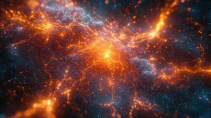 Glowing Cosmic Network of Orange and Blue Energy