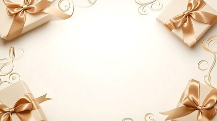Elegant Gold Gifts Arranged Around White Space