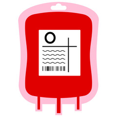 Illustration of Blood Bag Type O with Label