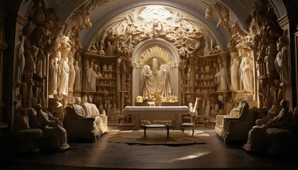 Obraz premium strange house and relief figures on the wall