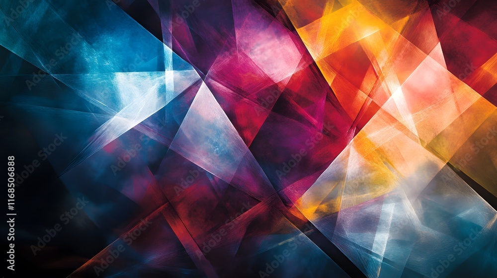 Poster abstract colorful geometric art featuring intersecting triangles