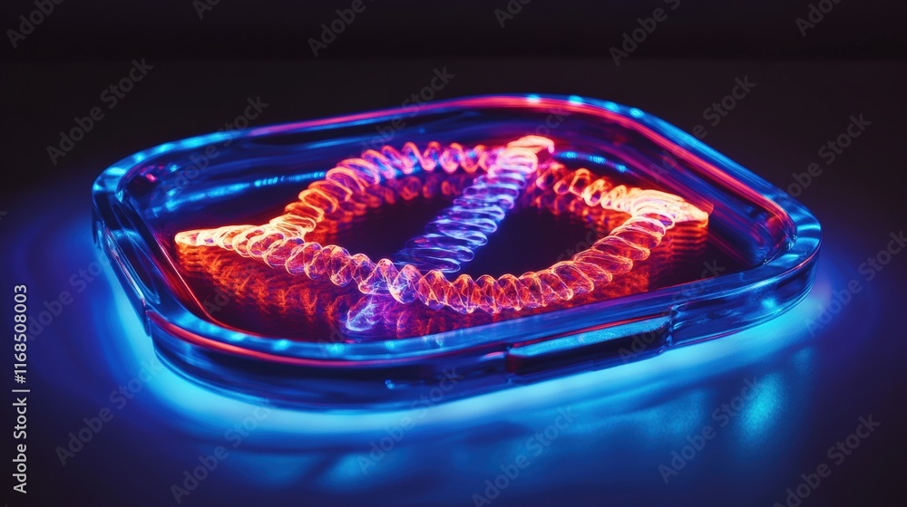 Poster dynamic light display modern studio art installation colorful environment close-up view contemporary