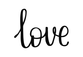 A beautifully crafted script displaying the word love in elegant black lettering against a clean white background. Perfect for home decor, gifts, or art projects