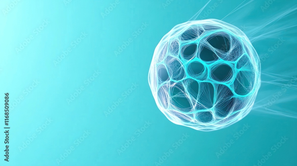 Poster abstract representation of a molecular structure in motion.