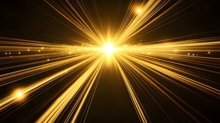 Golden Light Rays Burst Abstract Background