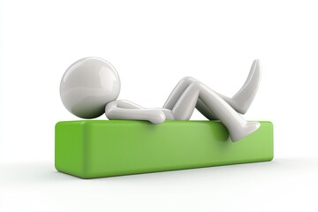 Relaxing Stick Figure on a Green Platform