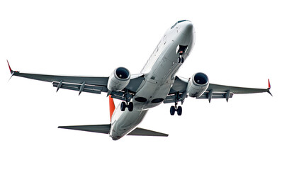  Flying airplane white background.