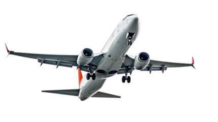  Flying airplane on transparent background.
