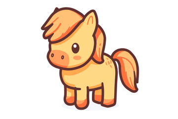 Obraz premium Cute Cartoon Pony on White Background. Generative AI