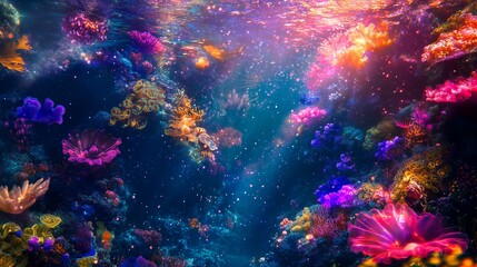 Fototapeta premium water, light, sky, sea, underwater, blue, nature, ocean, sun, christmas, star, night, clouds, illustration, pattern, texture, space, deep, design, holiday, winter, backgrounds, fish, bright, art,gener