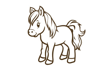 Horse Cartoon Isolated on White. Generative AI