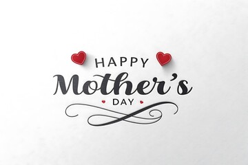Happy Mothers Day greeting  big heart made of pink and red Origami Hearts background. Design template for card, sticker, poster, tag, label, social media. Ai Generated