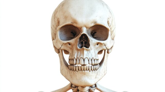 Human skull isolated on white background.