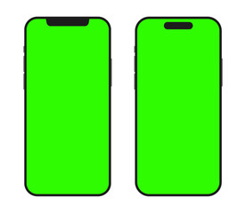 iPhone 16 Pro Max Green Screen Modern Mobile Phone Mockup Set. Realistic Smartphone Devices for Advertisement and User Interface Design