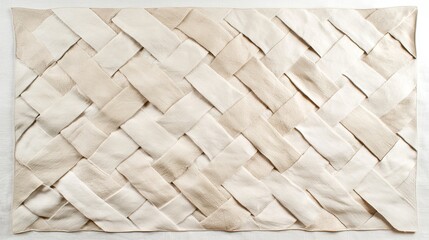 Cream Leather Woven Texture Interlaced Beige Textile Background