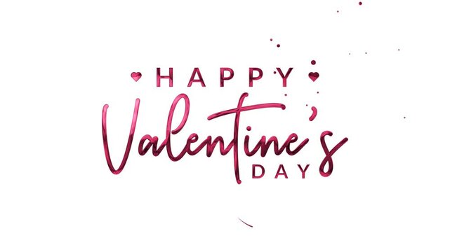 Happy Valentine's Day Text animation in pink color. Beautiful Animated lettering Handwritten for celebrating Valentines day. High Quality 4K Video