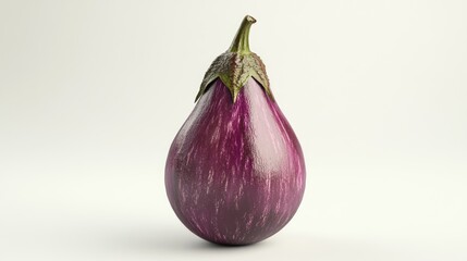 Fototapeta premium Single purple eggplant on white.