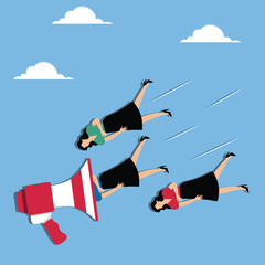 Arbitrary, strong leaders manage and order their employees with authoritative messages, and employees are caught inside the vortex emanating from the megaphone
