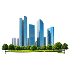 urban greenery, eco city, modern architecture, lush trees, cityscape, green buildings, sustainable urban design, rooftop gardens, scenic city park, clean white background