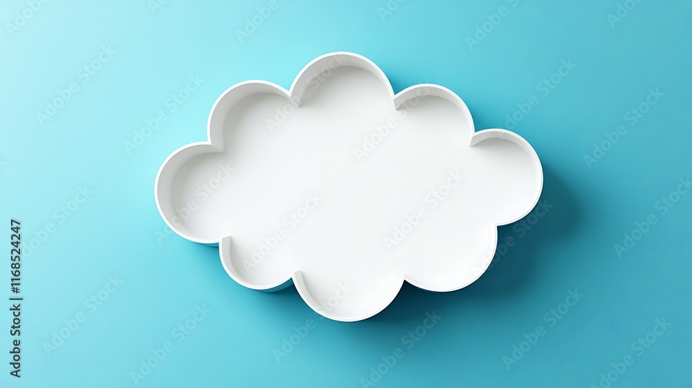 Poster white empty cloud computing symbol floating on blue background