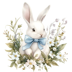 Obraz premium Spring Bunny Garden Clipart Vector Illustration
