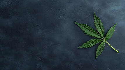 Single cannabis leaf on dark background. (4)