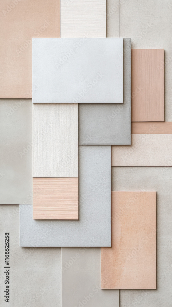 Aufkleber Neutral toned geometric composition with layered rectangular shapes creating modern abstract design